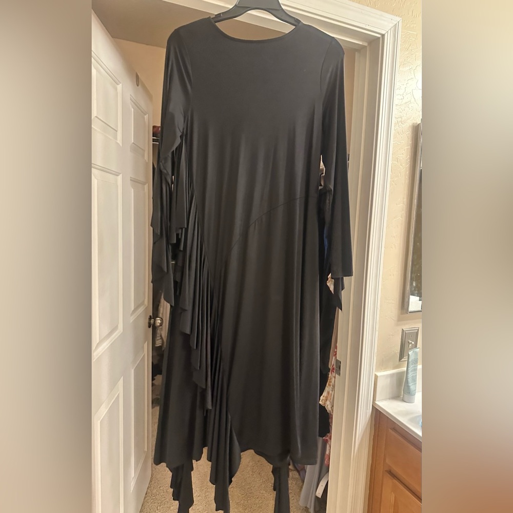 SOLD! * Black Maxi Dress with Ruffle Details